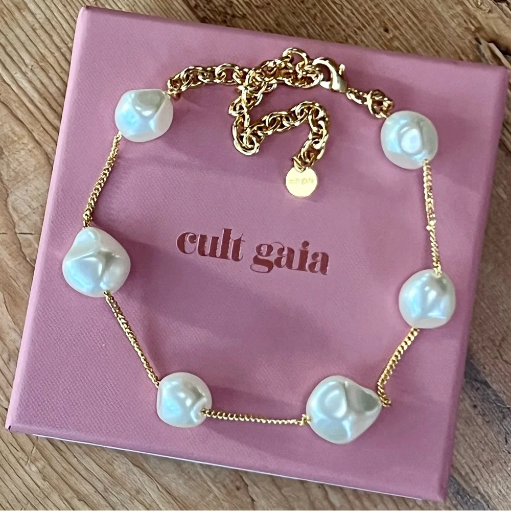 🌺🎉HP🎉🌺 NWT Cult Gaia Andie Pearl Choker Necklace - Picture 3 of 16